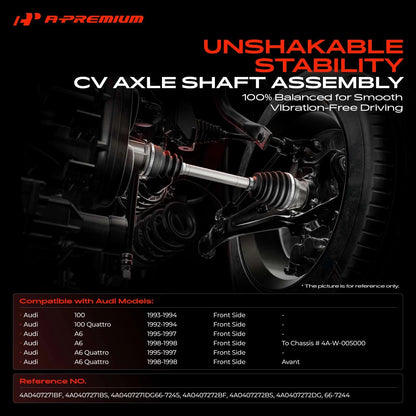 A-Premium 2X Front CV Axle Assembly for Audi A6 (1995–1998) 4A0407271BF, 4A0407272BF