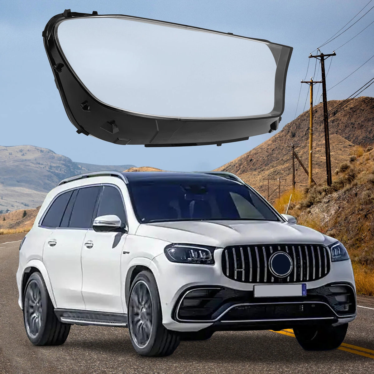 Right Headlight Lens Cover for Mercedes-Benz GLS (2020–2023)