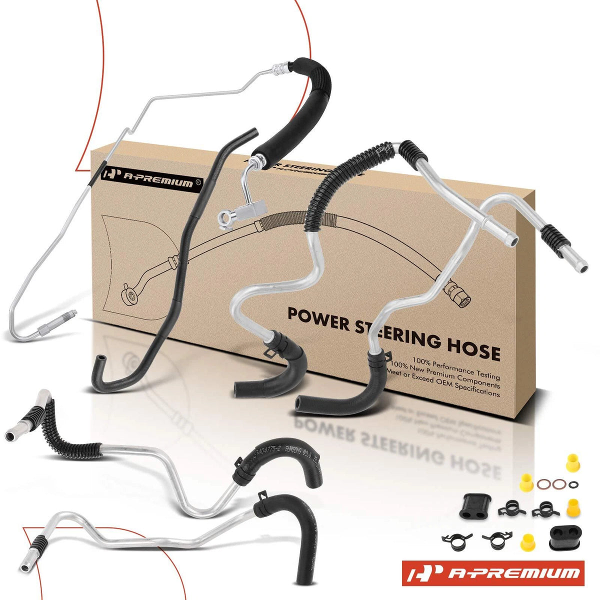 Set of 4 Power Steering Pressure and Return Line Hoses for Nissan 350Z (2008–2009) - 49720EV00A, 49710EV00A, 49790CD71A, 49790CE310