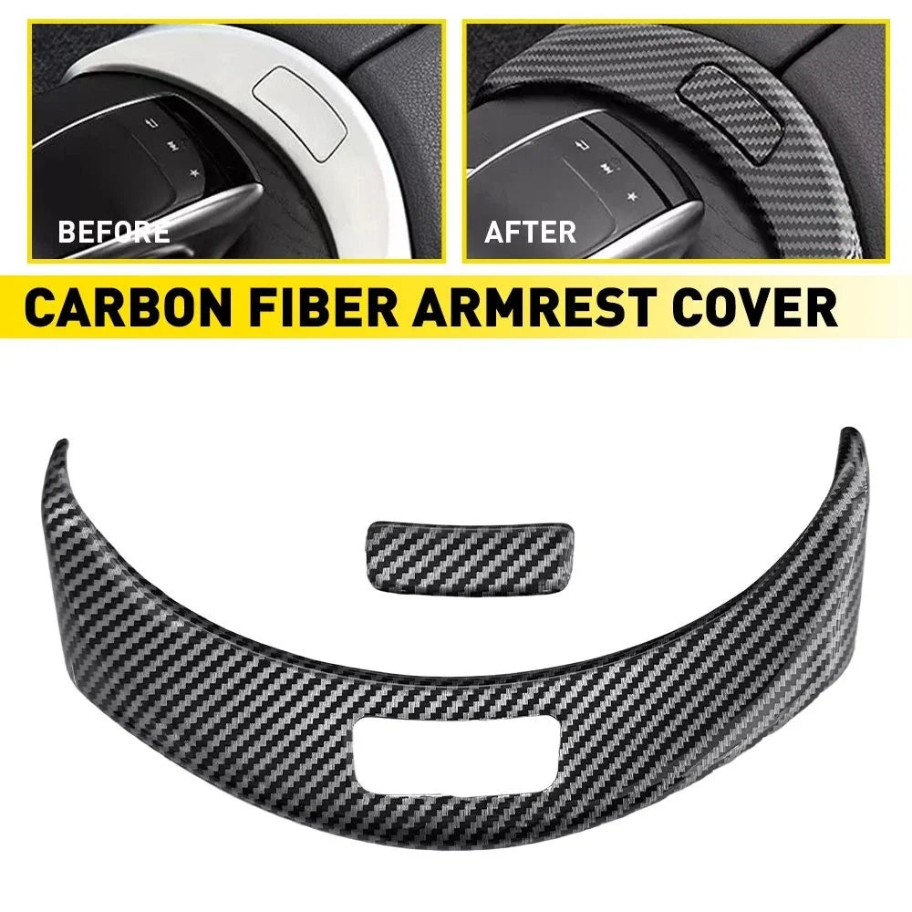 Carbon Fiber Console Armrest Button Trim for Mercedes Benz C350e (2015–2020)