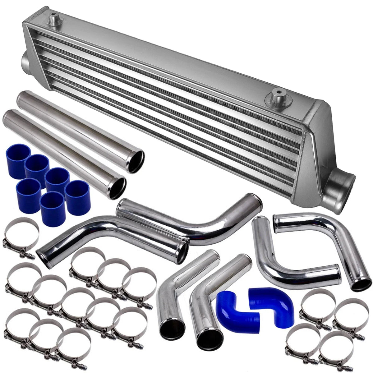 Universal Turbo Intercooler Kit 27"x7"x2.5" with 2.5" Aluminum Pipe & Couplers