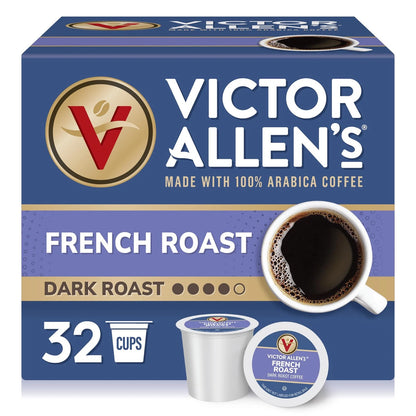 32 Count Single Serve Coffee Pods for Victor Allen's Coffee French Roast