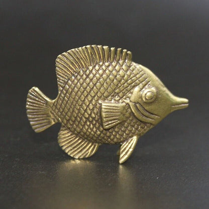 Brass Fish Figurine for Home Office Desktop Decoration