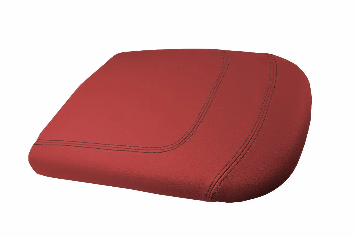 Leather Console Lid Armrest Cover for Ford F150 Lariat (1997–2003) Red Black Stitch