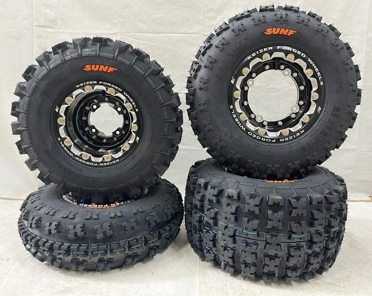 Set of 4 Keizer Beadlock Rims & Sunf A027 Tires for Banshee YFZ450 YFZ450R Raptor 700 660 250