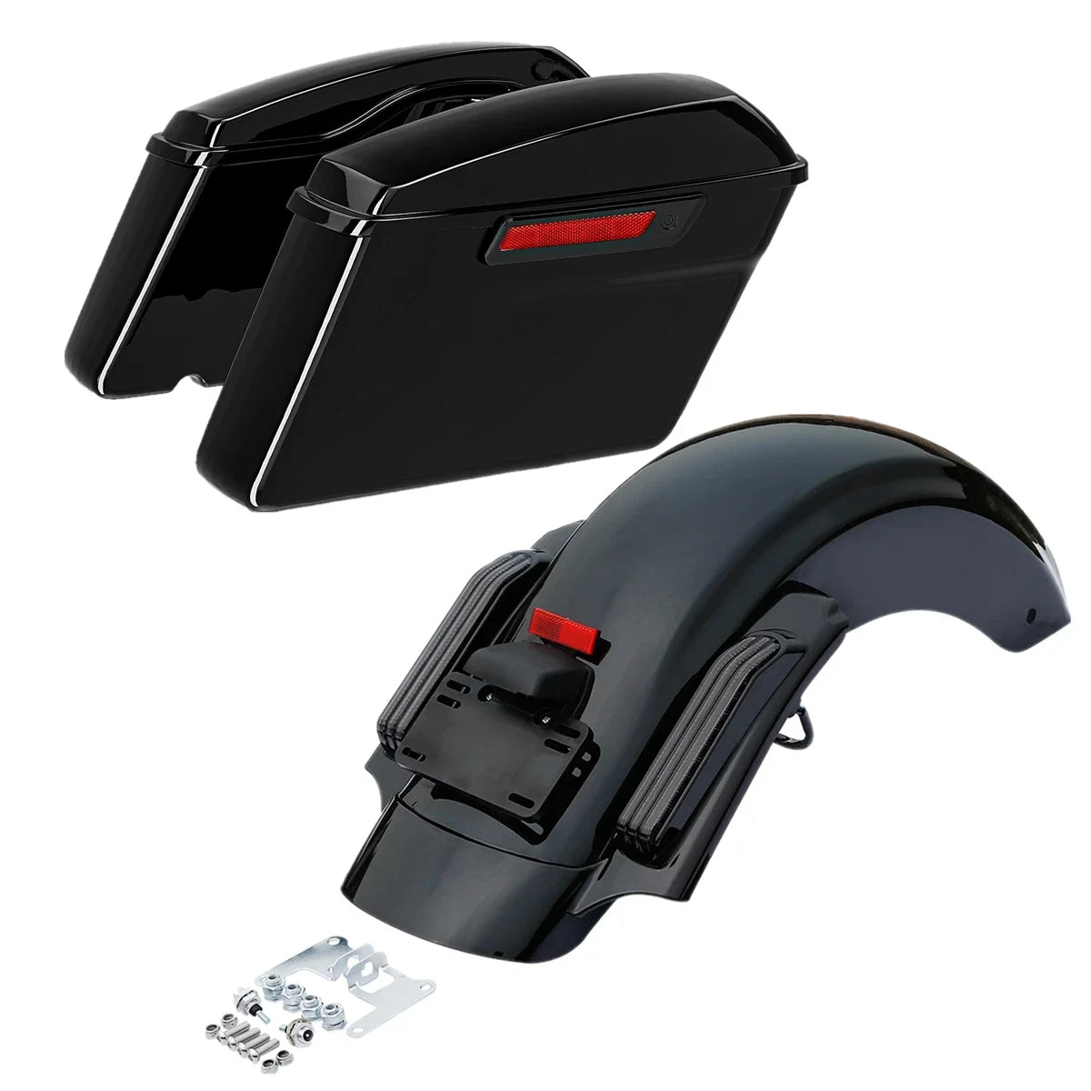 Black Hard Saddlebag & LED Rear Fender for Harley Electra Glide (2014–2023)