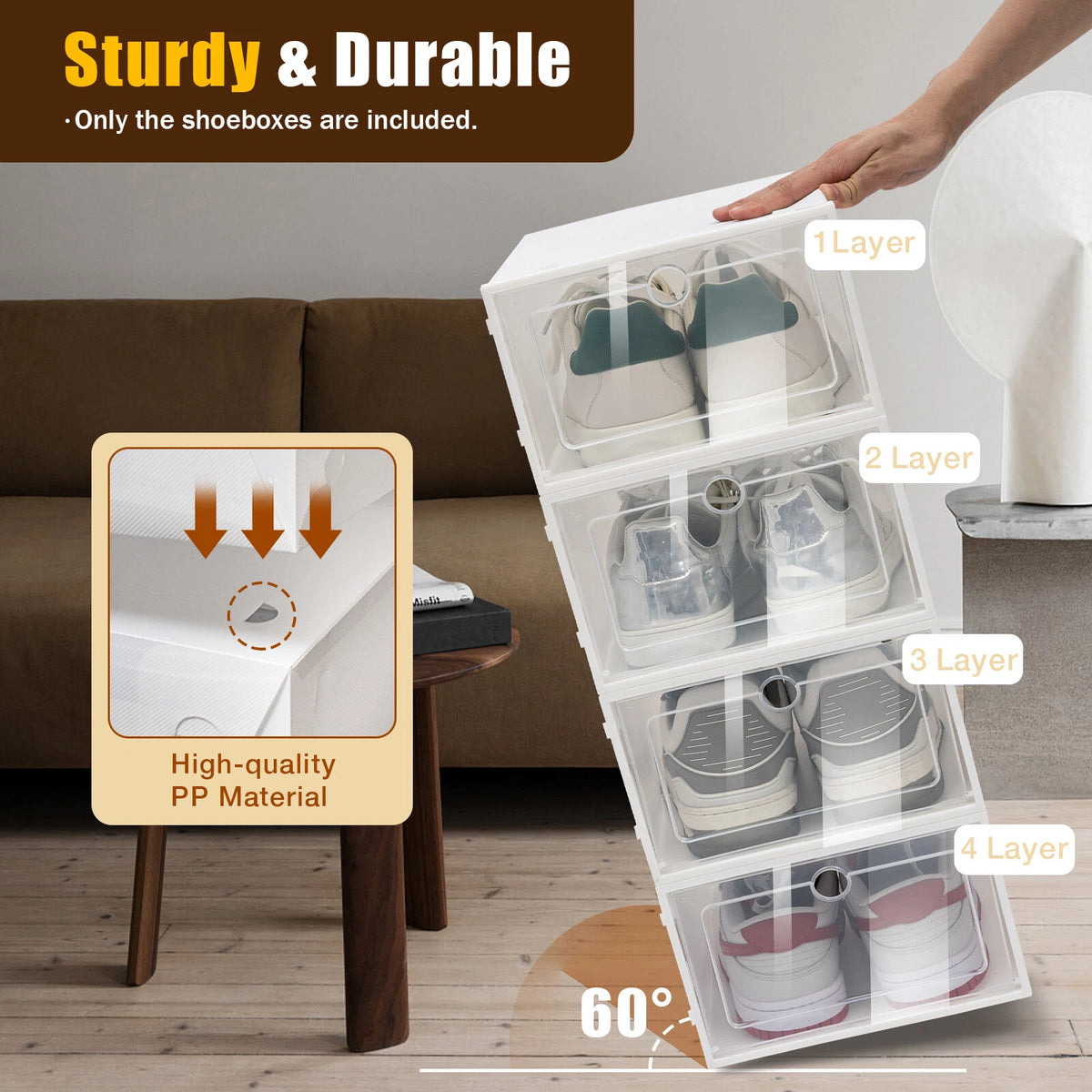 24 pcs Shoe Storage Boxes Organizer Rack Containers for Men Women