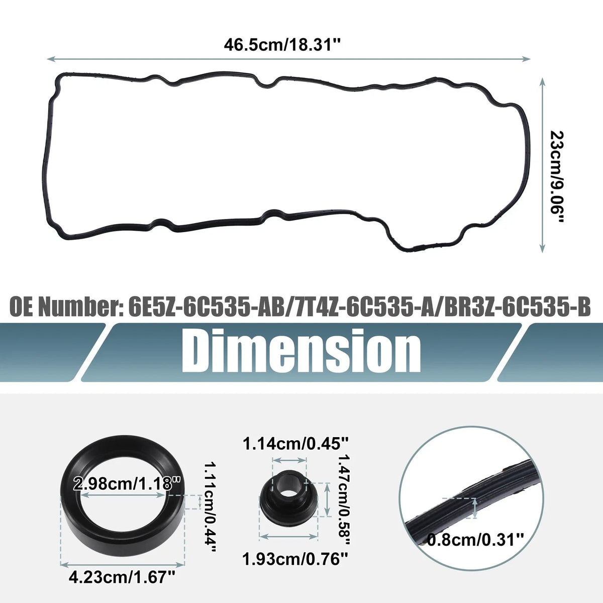 Set of 2 Engine Valve Cover Gaskets Seals for Ford Explorer (2013–2019)