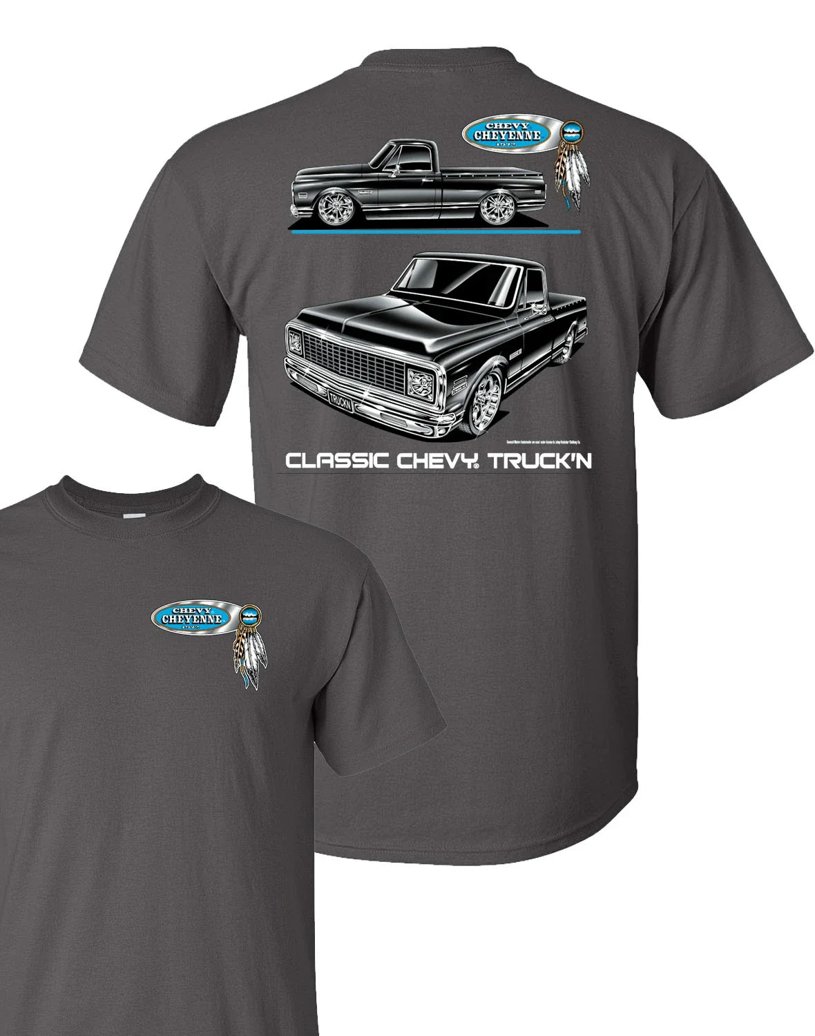 1971-1972 Chevrolet C10 Cheyenne Pickup T-Shirt for Grey Black Trucks