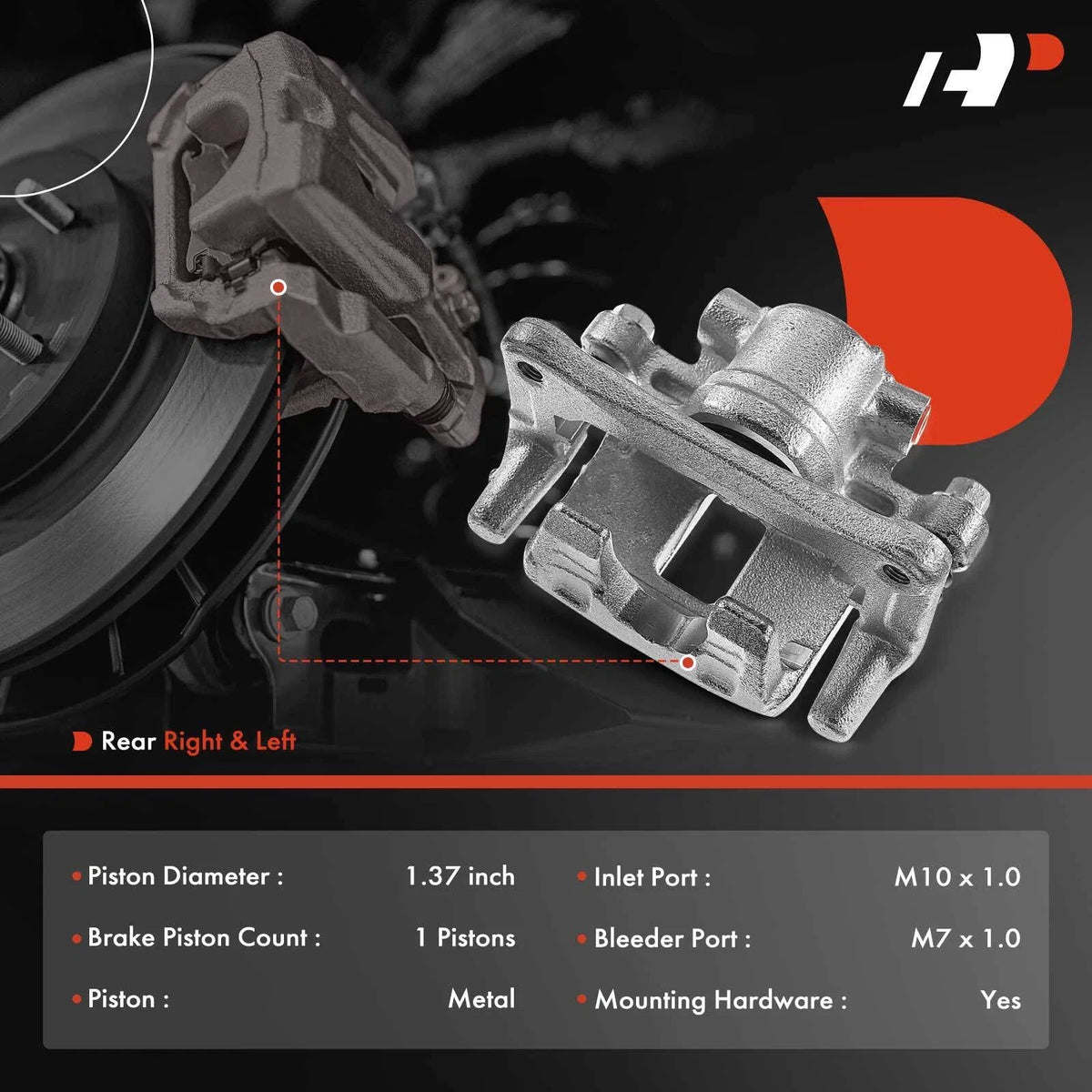 Set of 6 Rear Side Brake Calipers & Ceramic Pads for Dodge Avenger (2014)