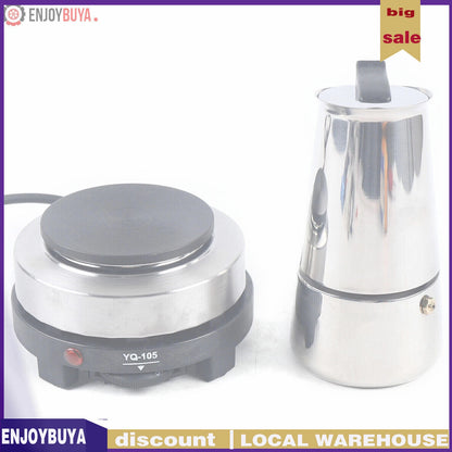 Stainless Steel Moka Pot Espresso Maker for 4 Cups (Electric)