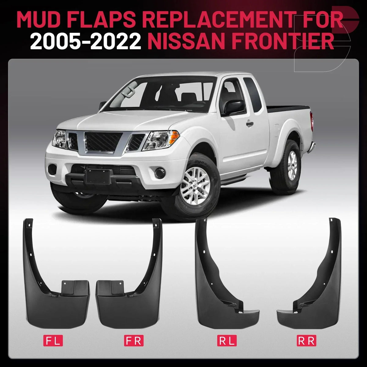 Splash Guards Mud Flaps Front Rear for Nissan Frontier 2005–2019 (4Pcs)