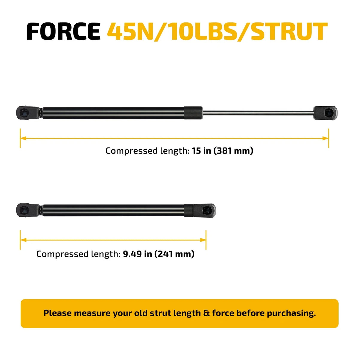 Set of 2 Gas Shock Struts for Truck Canopy Rear Windows (15 Inch)
