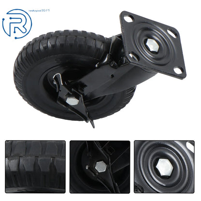 Set of 4 Heavy Duty 8 Inch Casters with Side Brakes