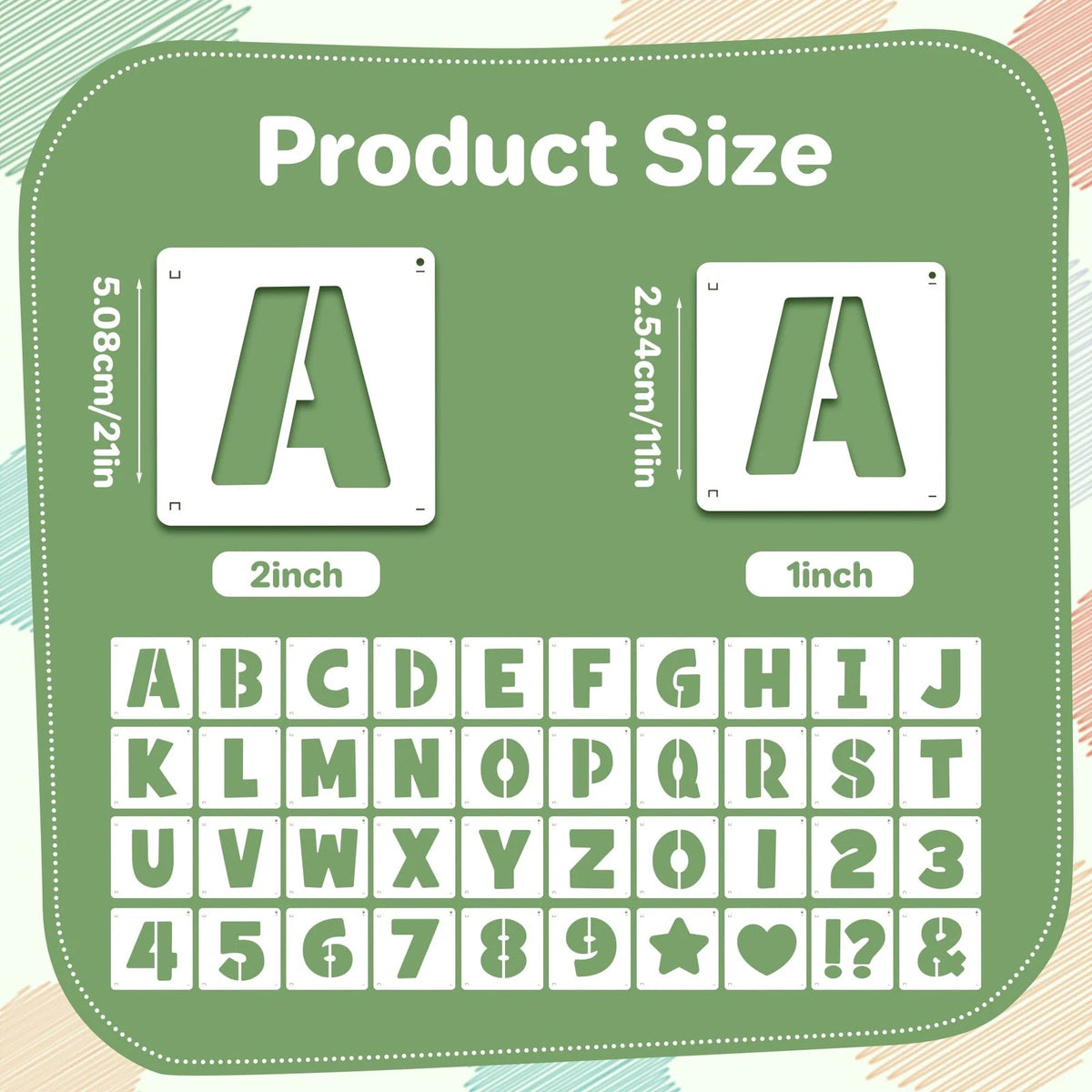 80 Pcs Letter and Number Stencils for Crafting (1 Inch & 2 Inch)