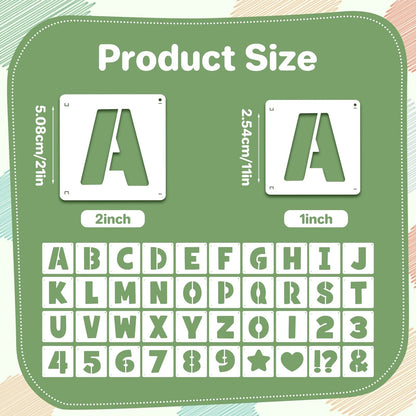 80 Pcs Letter and Number Stencils for Crafting (1 Inch & 2 Inch)