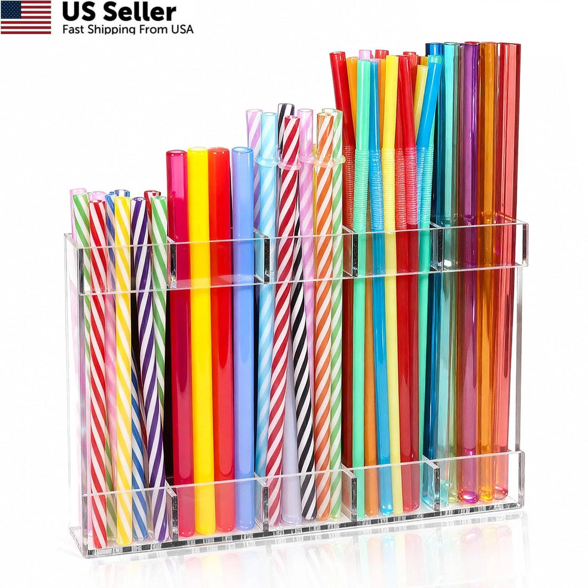 9.5" Acrylic Straw Holder for Cabinet Door - Reusable Clear