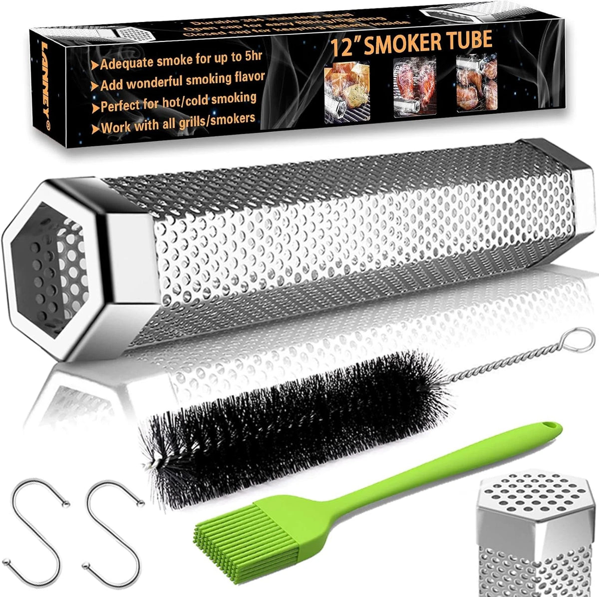 12" Smoke Tube for Pellet Smoker Grill - Hexagonal