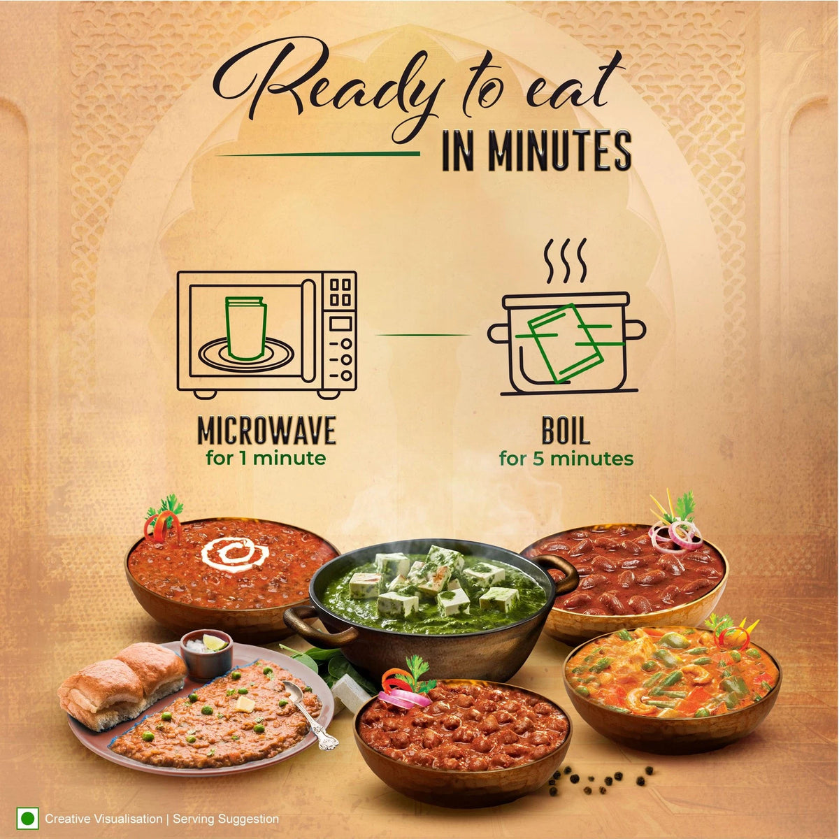 Ready To Eat Dinner Variety Pack for Kitchens of India (Pack of 6)