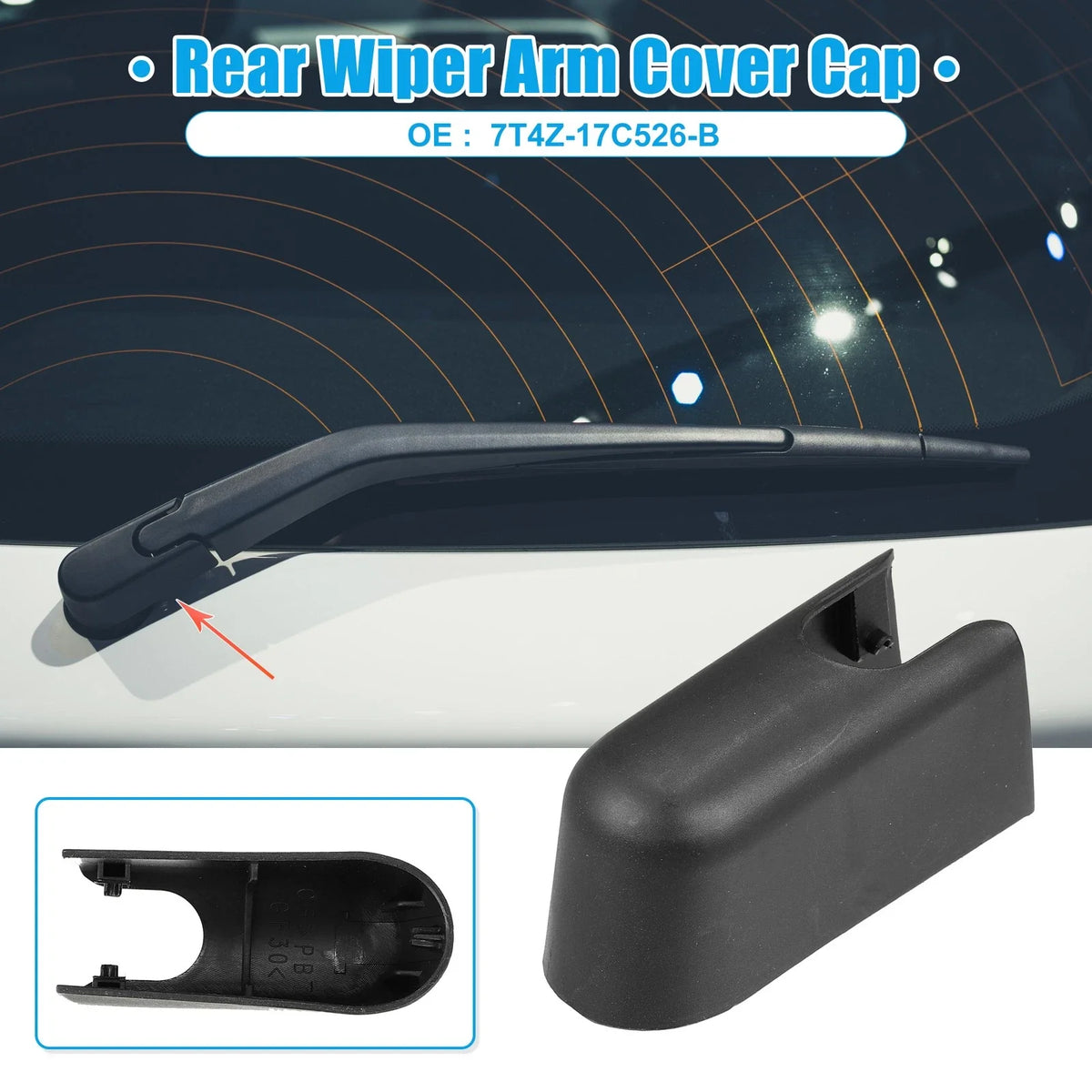 Wiper Arm Nut Cover Cap for Ford Edge (2015–2023) - Pack of 1 Black