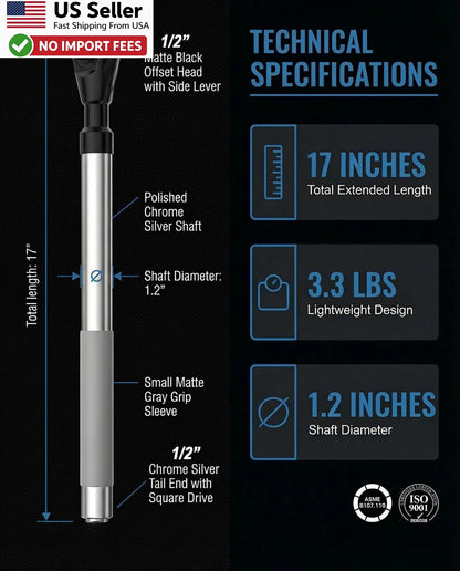 Offset extension wrench for tight spaces (1/2 inch impact)