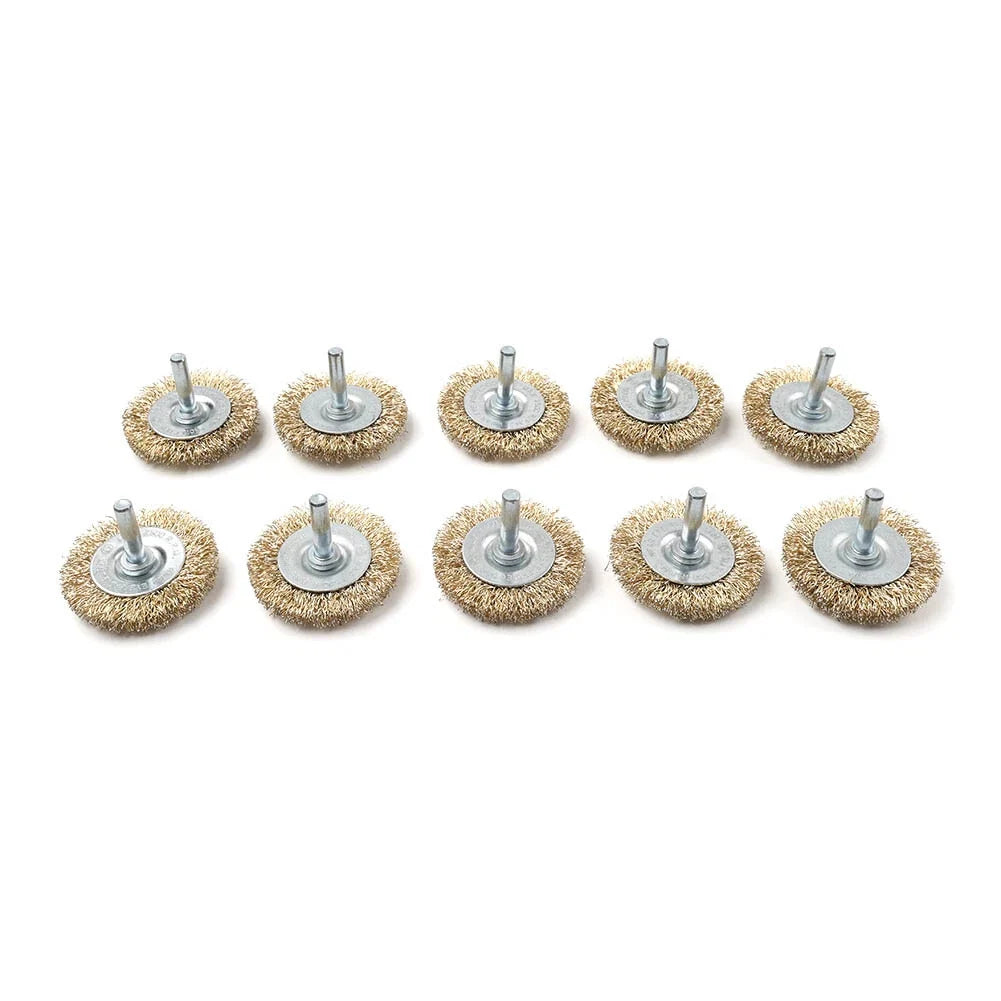 10 Pcs 2 Inch Wire Wheel Brush for Bench Grinder (Copper Plated, Crimped Steel)