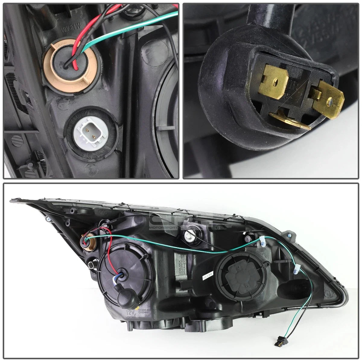 Projector Headlight Set for Honda CR-V (2007–2011) - Black Housing, Clear Corner