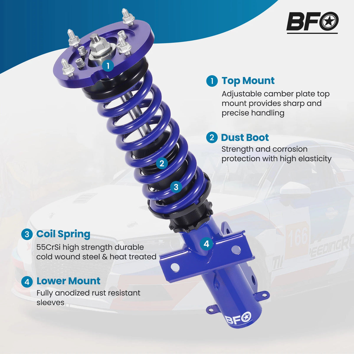 BFO Adjustable Coilovers for Ford Mustang S-197 (2005–2014) YVFJMI