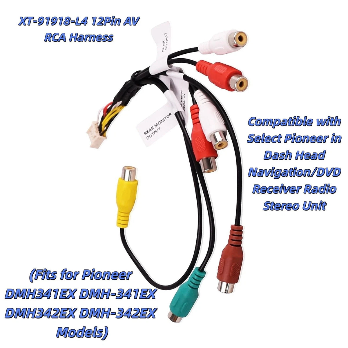 12Pin AV RCA Harness for Pioneer AVH240EX AVH241EX DMH341EX DMH342EX