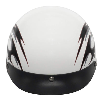 Flat White Motorcycle Half Helmet for Cruiser Style (XXL)