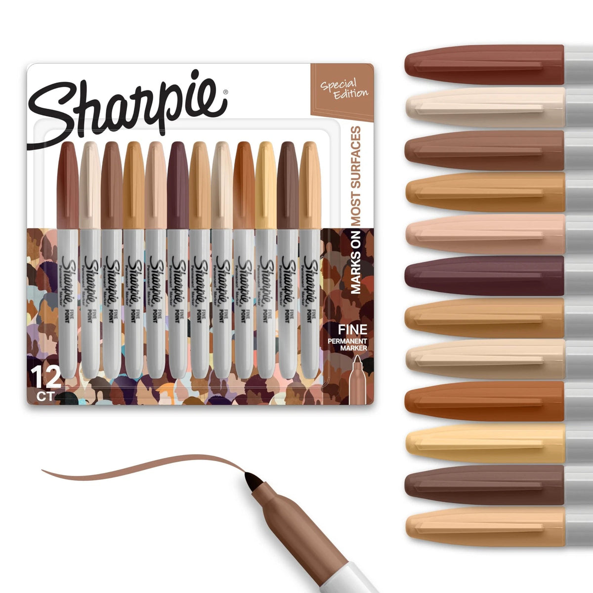 12X Sharpie Permanent Markers for Assorted Shades Brown (1 Count)