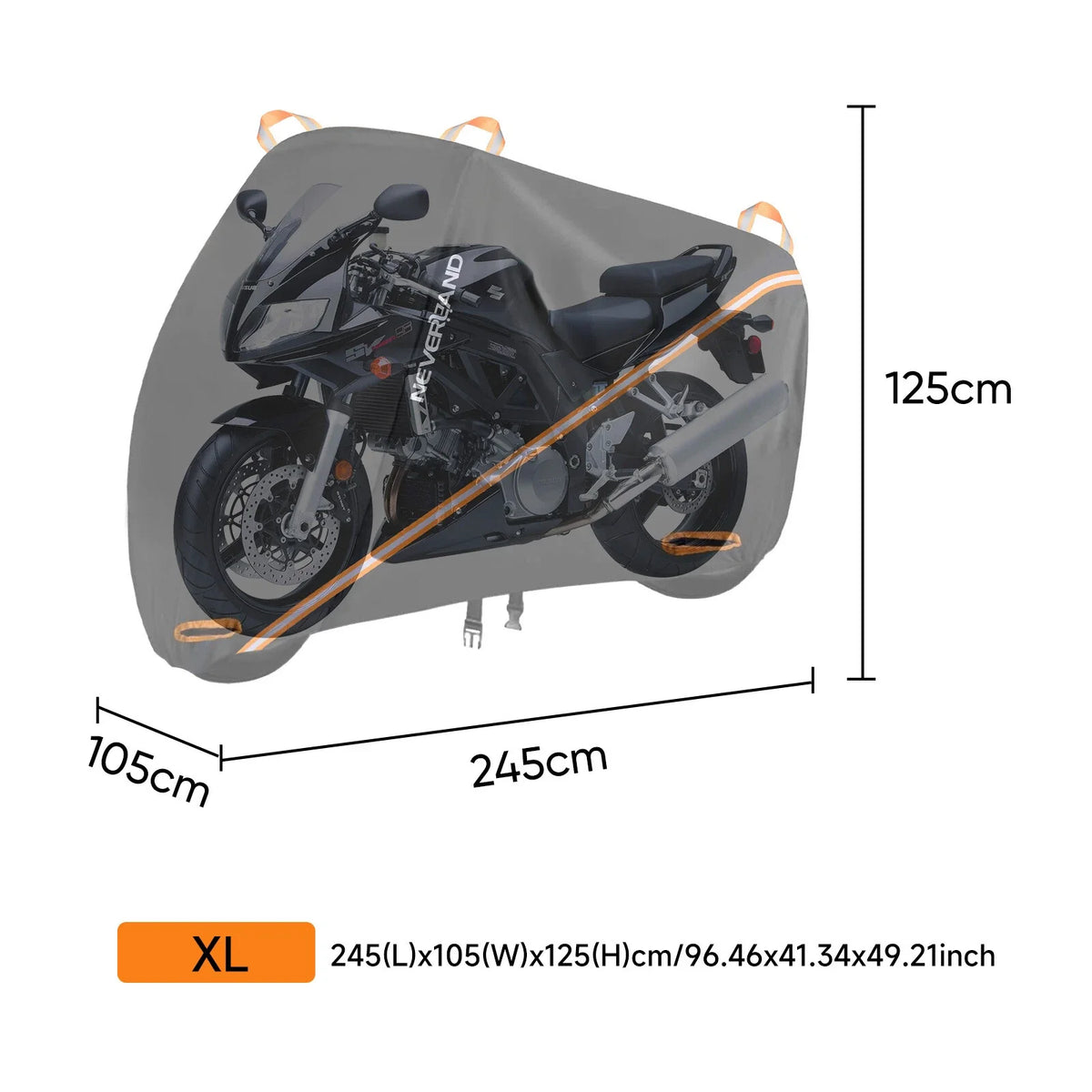 Waterproof Heavy Duty Motorcycle Cover L-XXXL for Winter Storage (Fits Most)
