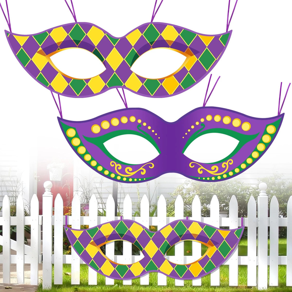 2X Mardi Gras Mask Banner for Porch Sign