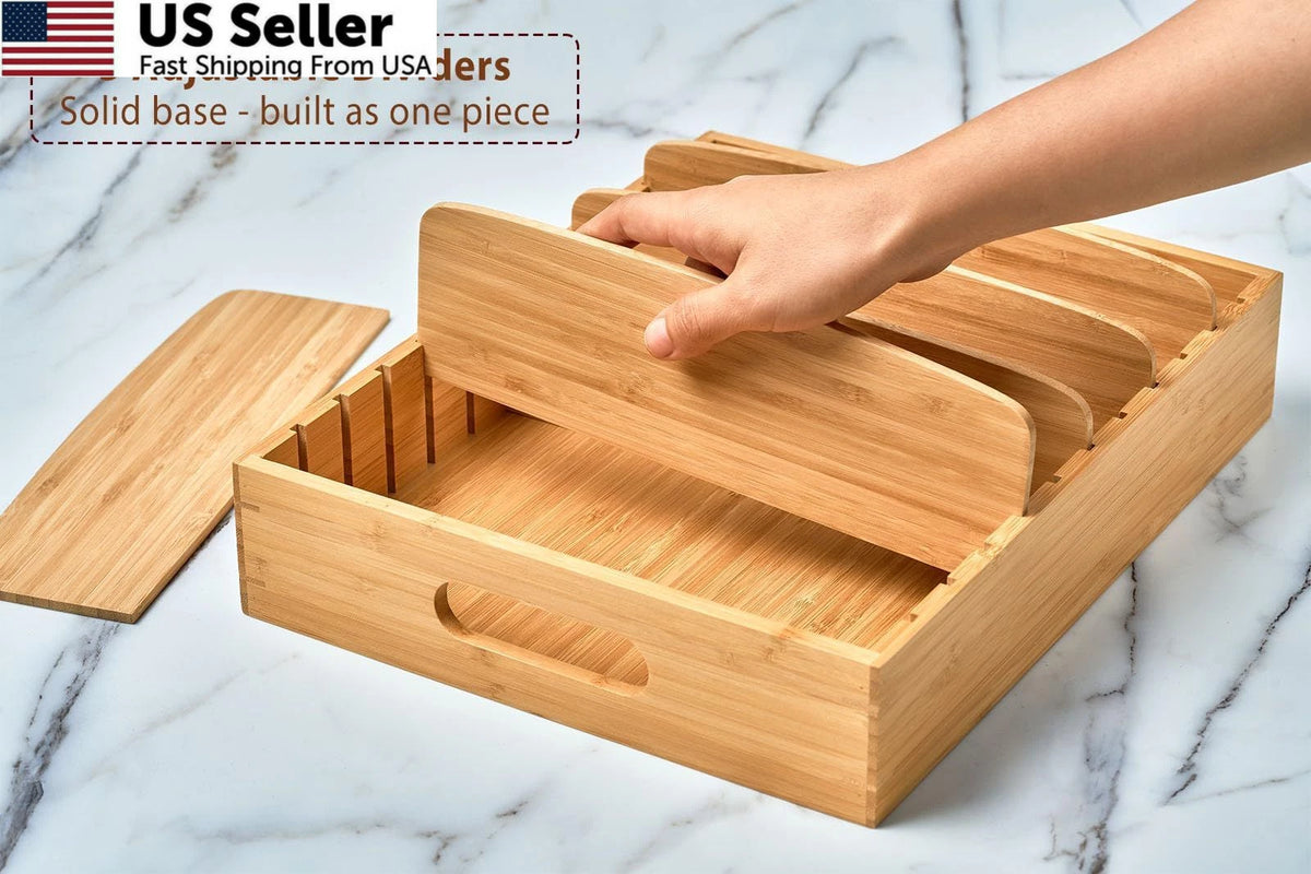 Kitchen Cabinet Organizer for Food Storage (Large, Natural Bamboo)