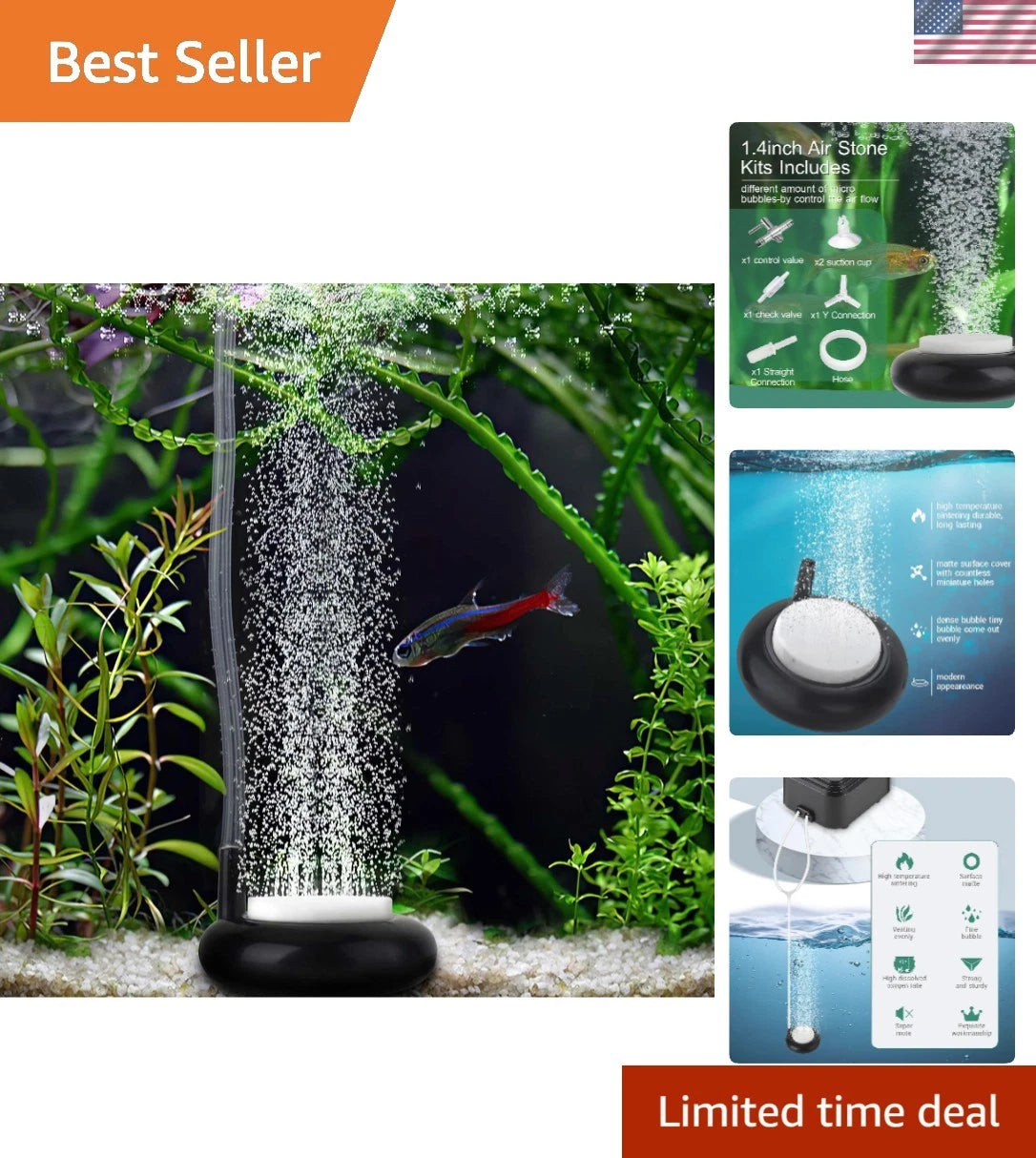 Ultra Silent Mini Aquarium Air Stone for Fish Health