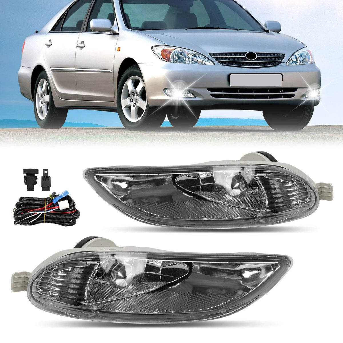 Pair Fog Lights for Toyota Camry Corolla Solara (2002–2008)