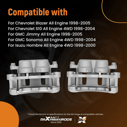 Front Brake Caliper Set for Chevrolet S10/GMC Sonoma (1998–2004) 18-B4695, 18B4695