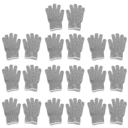 Set of 10 Cut Resistant Gloves Level 5 Protection for Kitchen Use