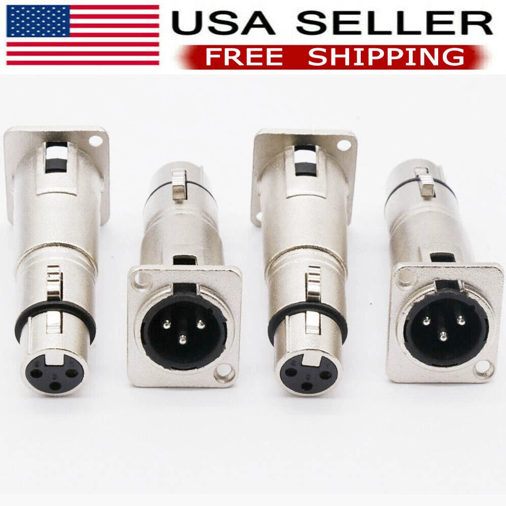 Set of 4 XLR Male to XLR Female Feed/Pass Thru Connector Adapters