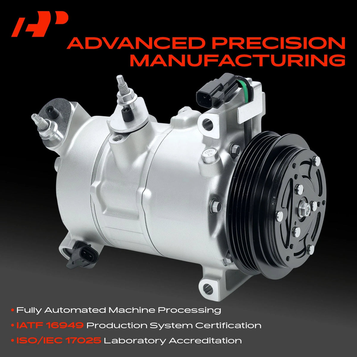 A/C Compressor with Clutch for Ford Mustang (2015–2025) GR3Z19703B, GR3Z19703C, GR3Z19703DB, YCC407, YCC413, YCC434, 168310