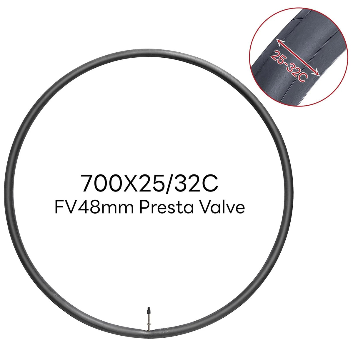 700x25C/32C FV48mm Bike Tube for (Qty 1)