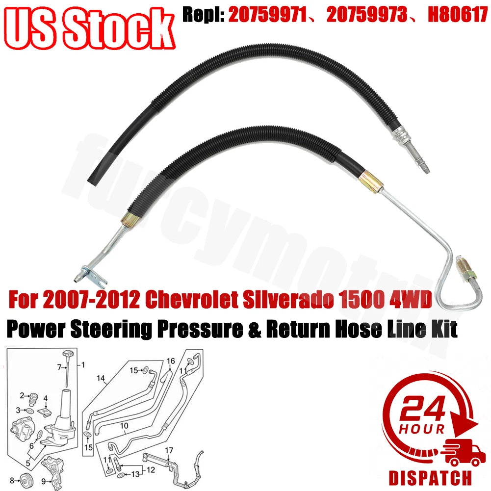 Power Steering Pressure Return Hose Line for Chevrolet GMC Silverado 1500 (2007–2011)