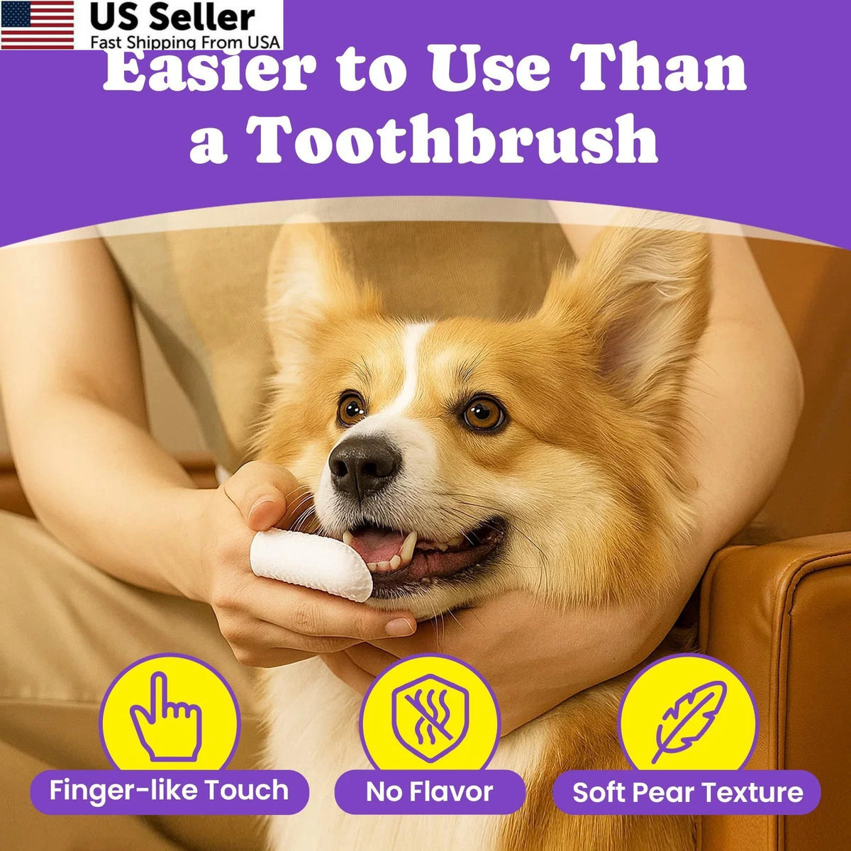 No-Rinse Dog Dental Care Wipes for Cats & Dogs (50 Ct)