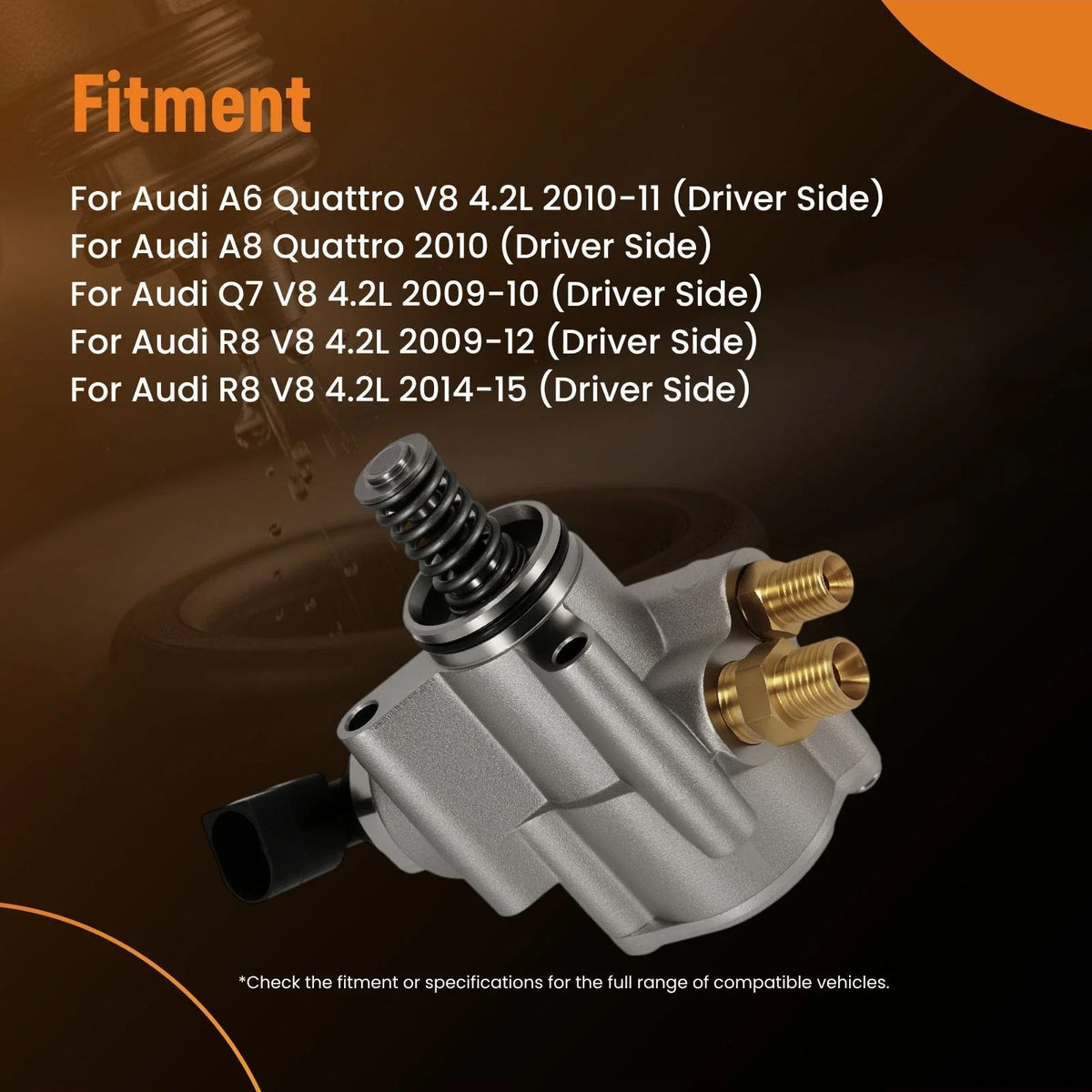 Left Side High Pressure Fuel Pump for Audi S5 A6 A8 Q7 R8 VW Touareg 4.2L (2008–2015)