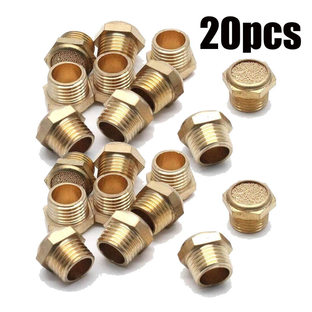 20Pcs 1/8" NPT Brass Breather Vent Muffler Filter for Pneumatic Systems