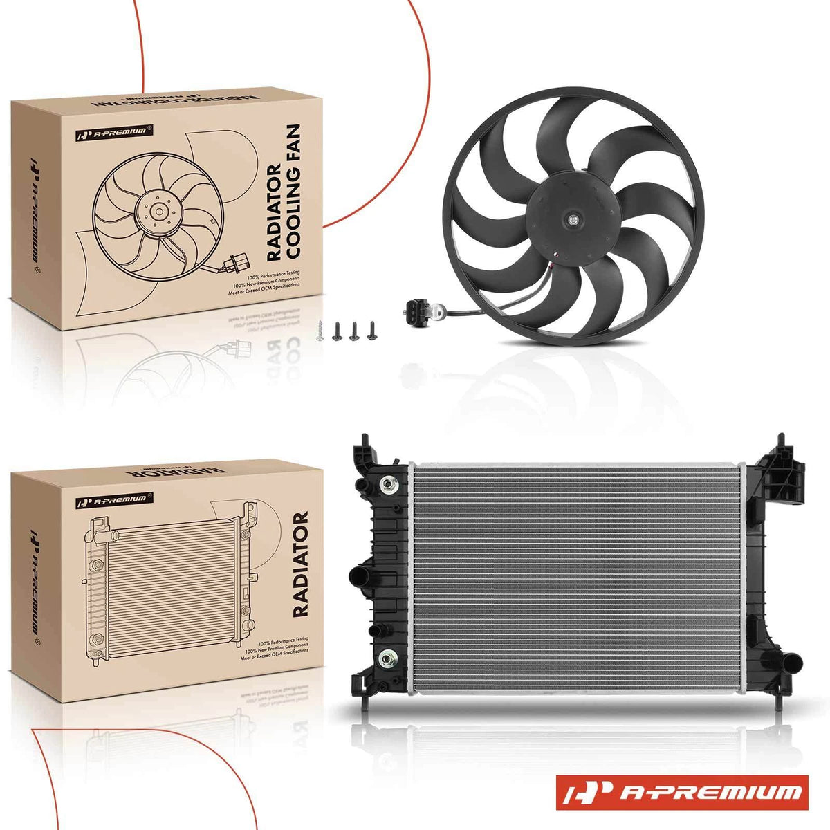 2X Radiator & Cooling Fan Assembly Kit for Chevy Sonic (2012–2018) 13247, 13335181, 95080111, 13335189, 1341069, GM3010546, 15-81848