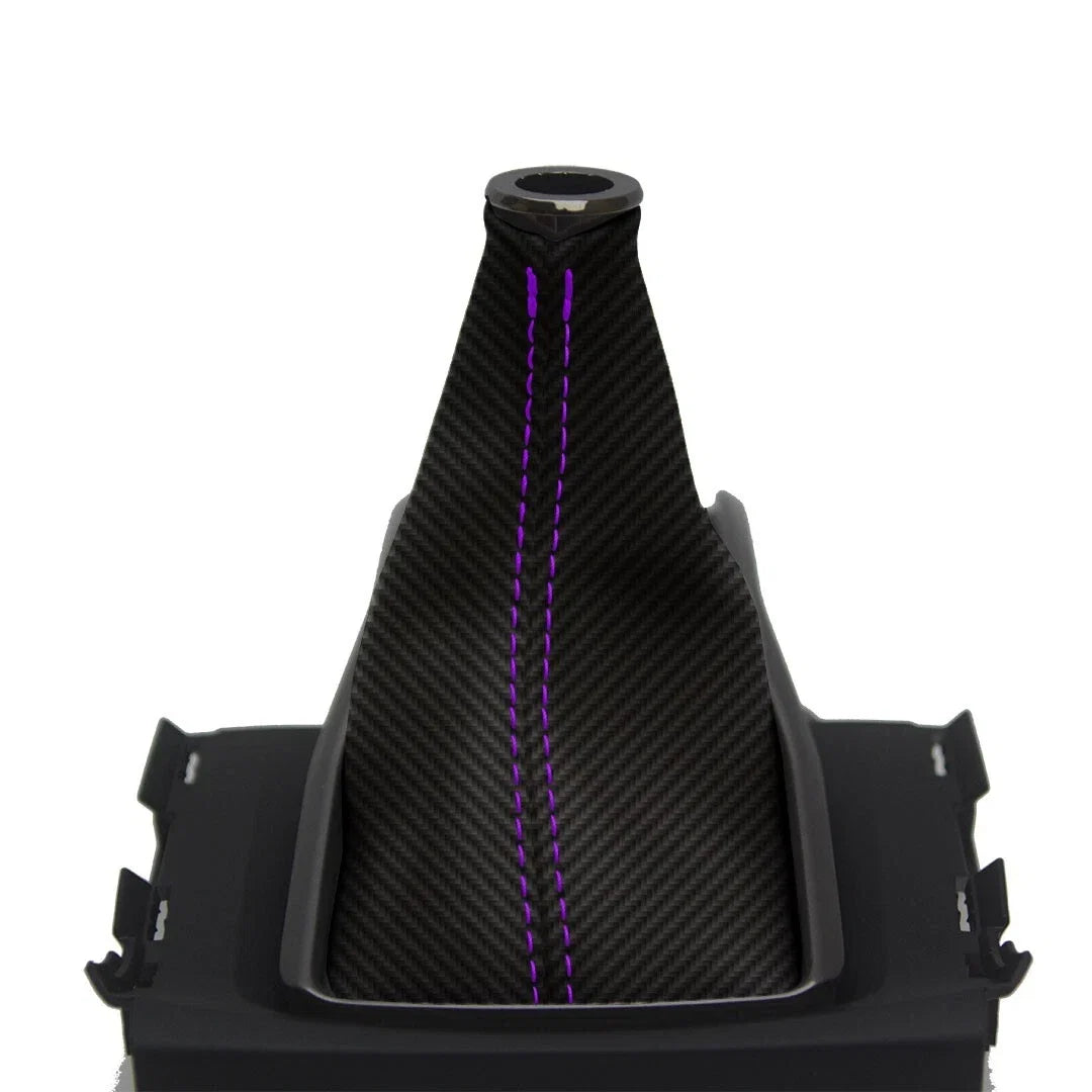 Manual Shift Boot Cover for Honda Civic (2016–2020) - Carbon Fiber, Purple Stitch