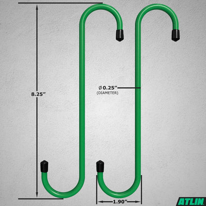 Set of 2 Brake Caliper Hangers for Automotive Applications - Green Rubber Tips