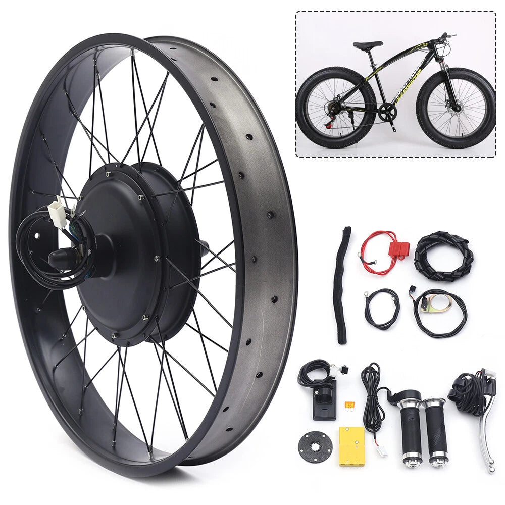 26" Rear Hub Motor Conversion Kit for E-Bike Fat Tire (48V 1500W)
