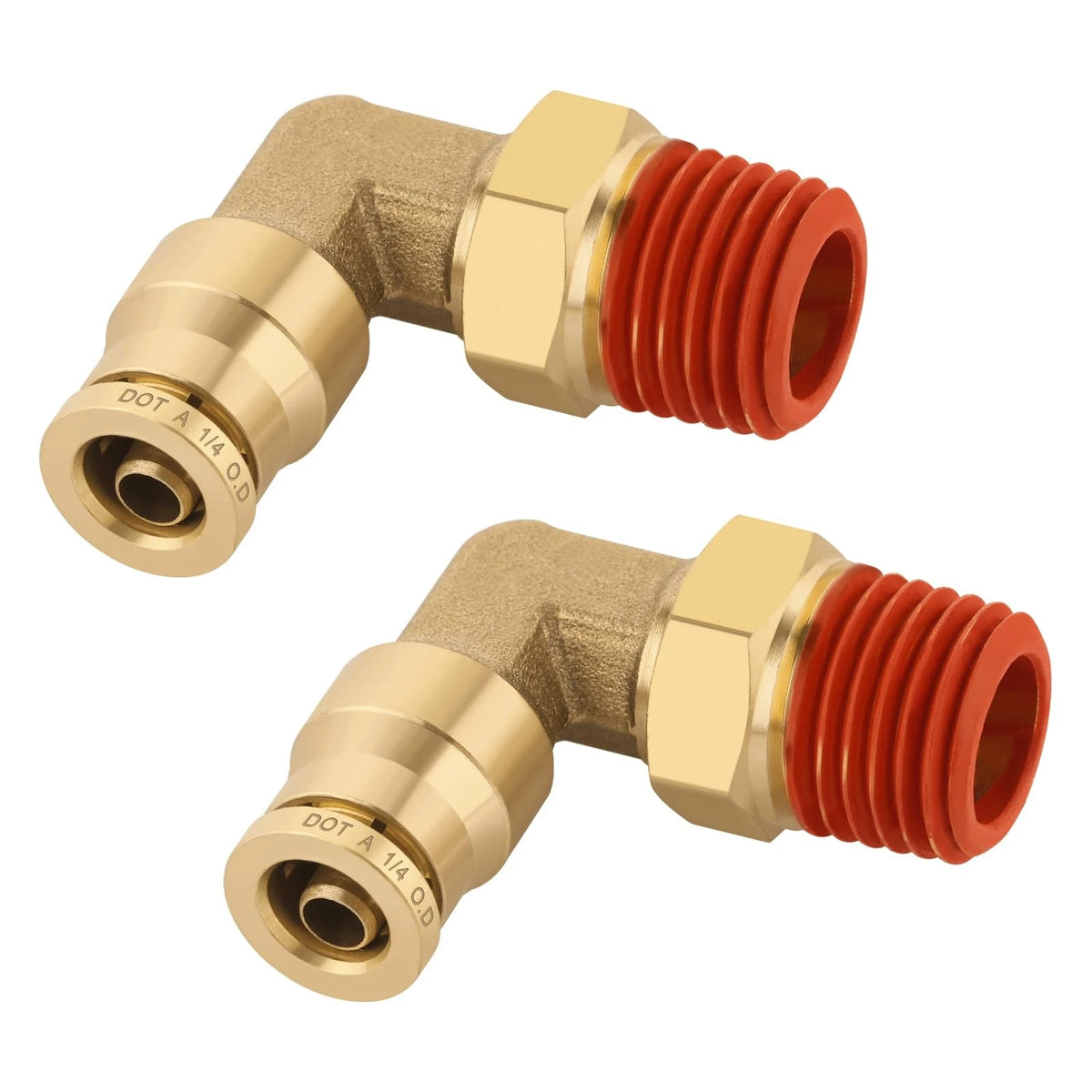 1/4" Quick Push to Connect Brass 90 Degree Union Swivel Elbow Fittings